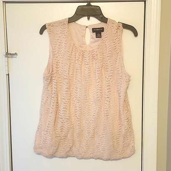 🔥SALE Baby Pink Liz Claiborne Sleeveless Lace Blouse - Picture 3 of 5